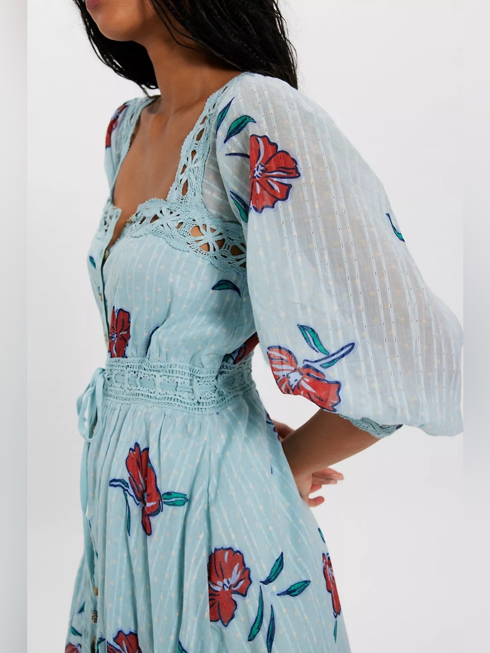 *NWT* Free People Morning Meadows Long-Sleeve Maxi Dress - Picture 7 of 14